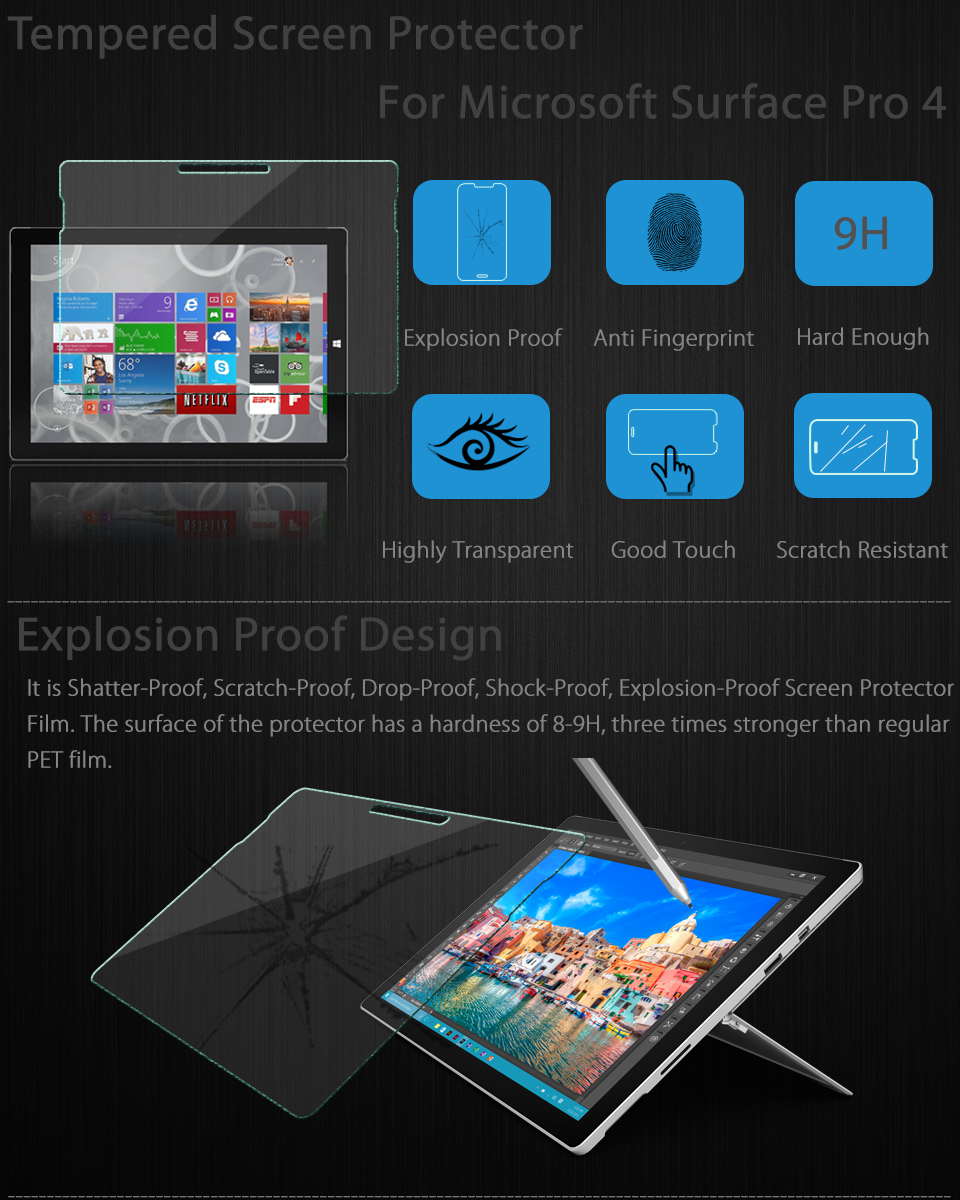 Premium Tempered Glass Screen Protector Film Guard For Microsoft