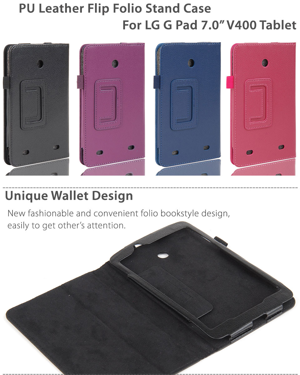 For LG G Pad 7 7.0" V400 V410 Case Flip PU Leather Folio Fit Cover