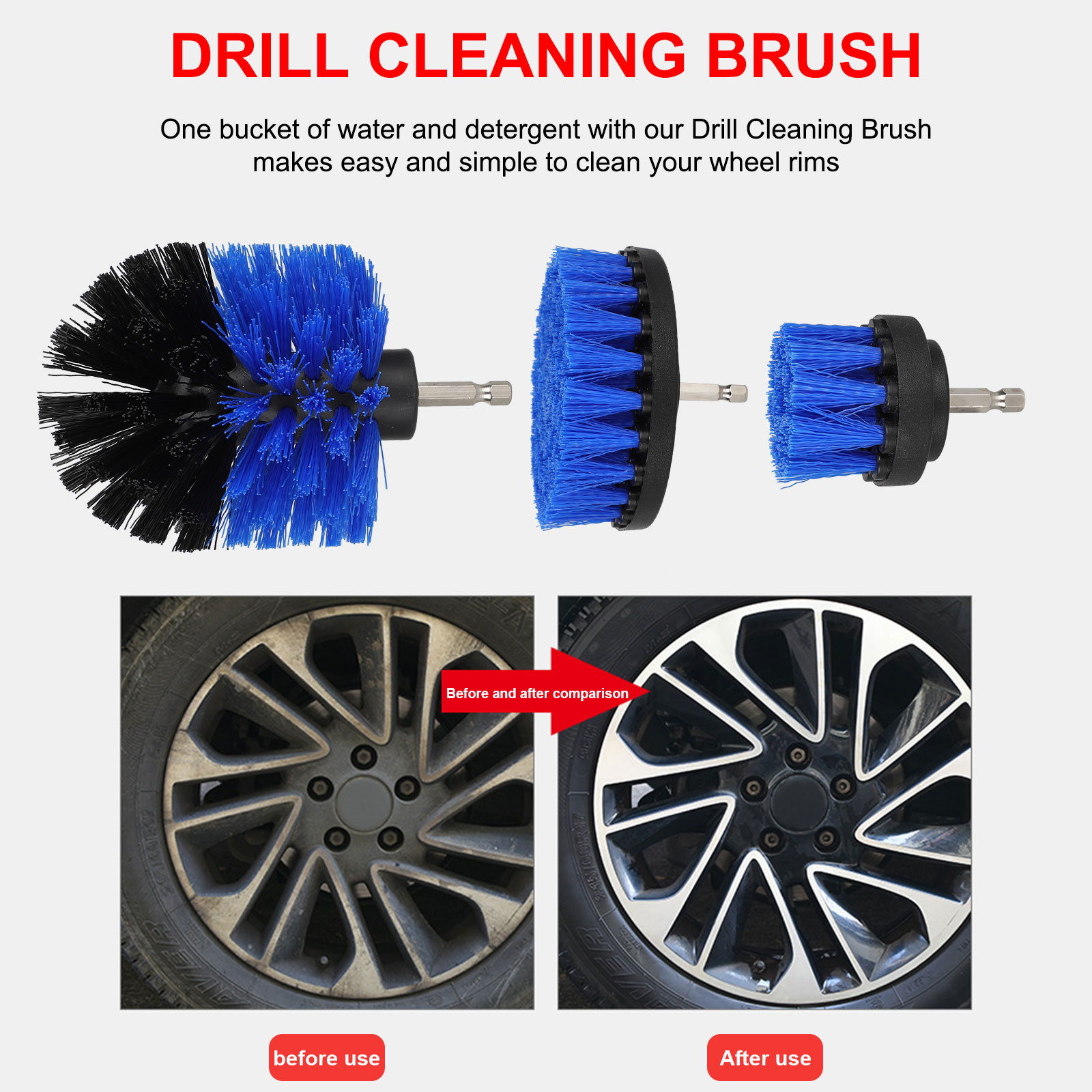 3pcs Car Wash Brush Hard Bristle Drill Auto Detailing Cleaning Tools Nylon Blue eBay