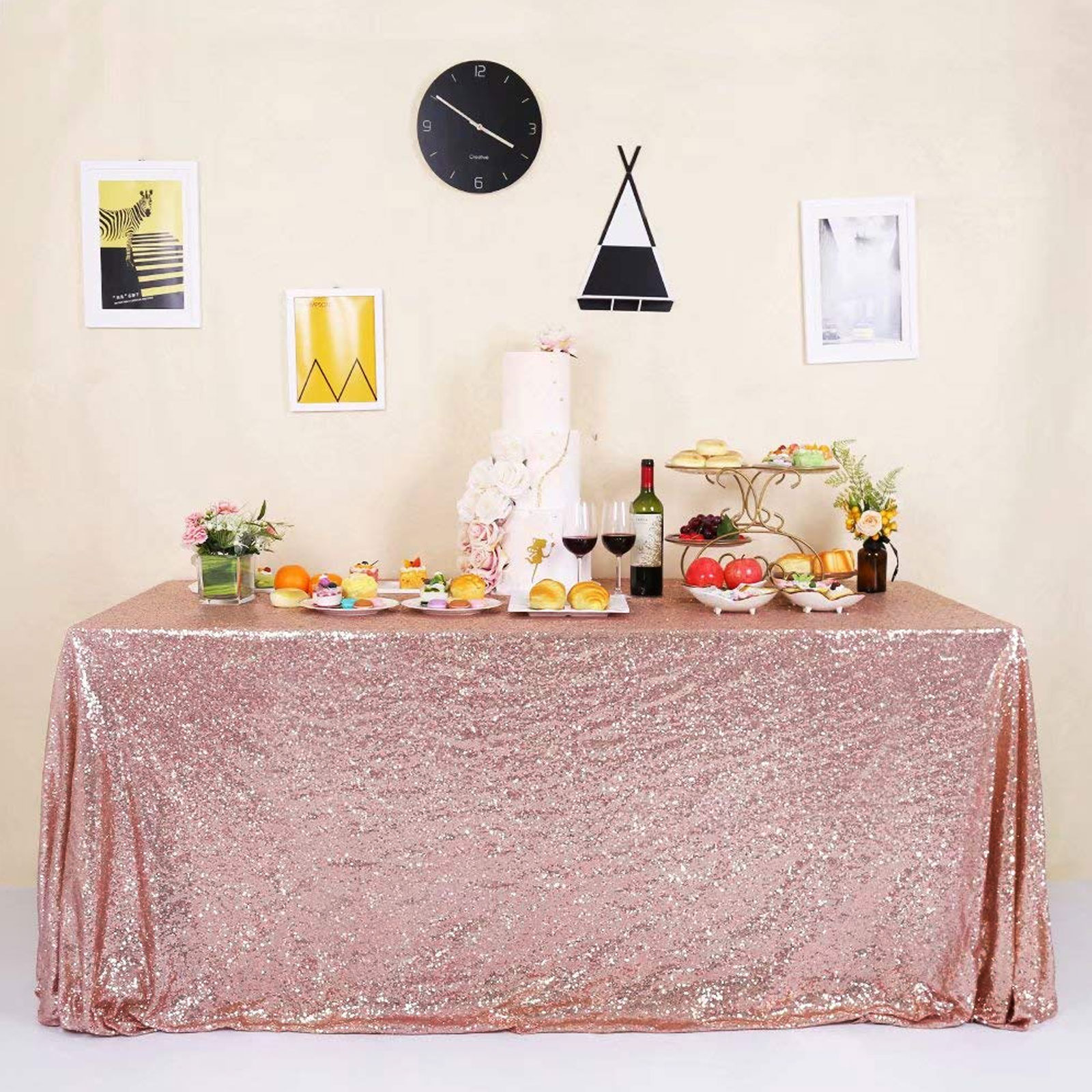 Rectangle Sequin Glitter Tablecloth Sparkly Table Cloth Cover Wedding