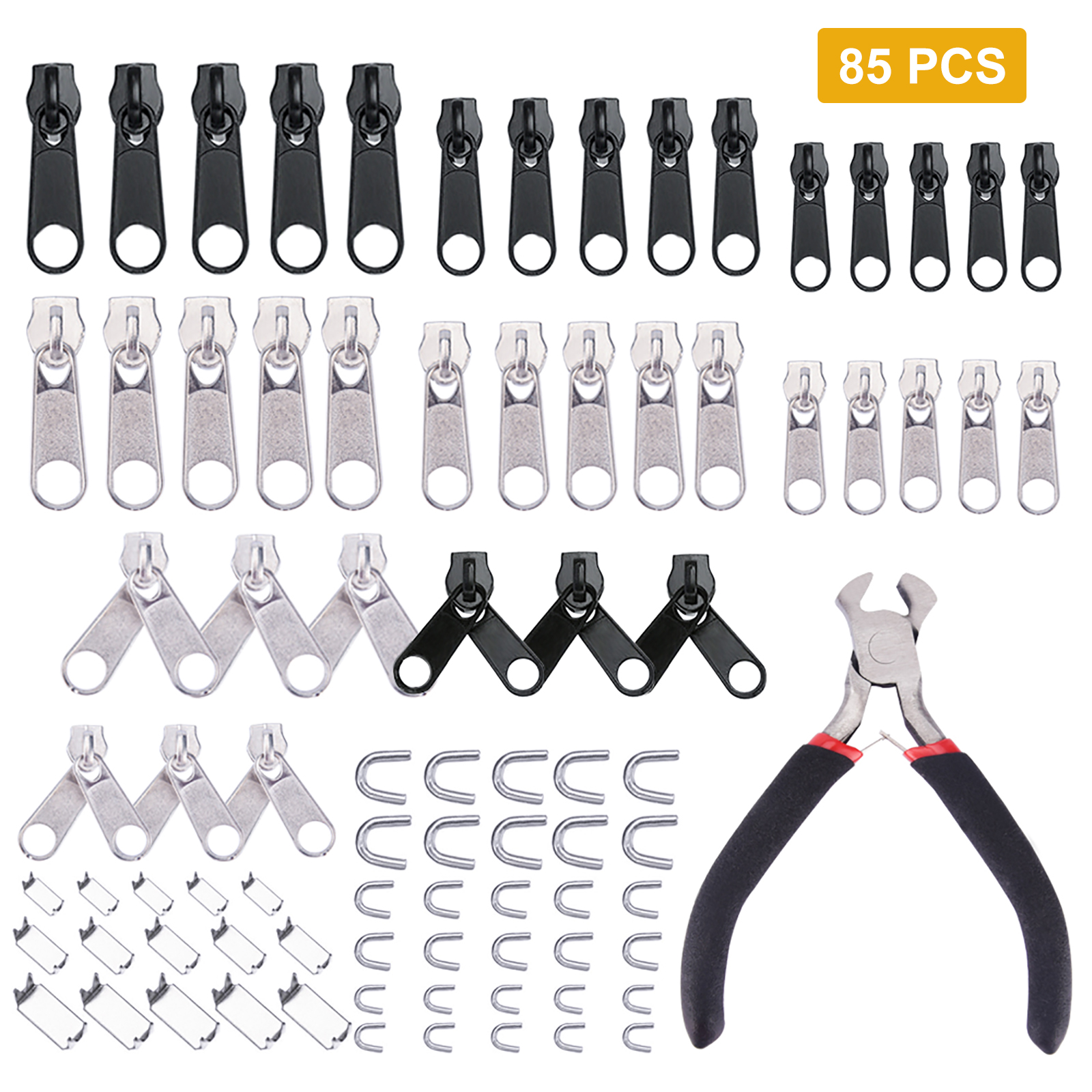 85PCS Zipper Replacement Repair Kits Install Pliers for Bags Jacket Coats  Jeans