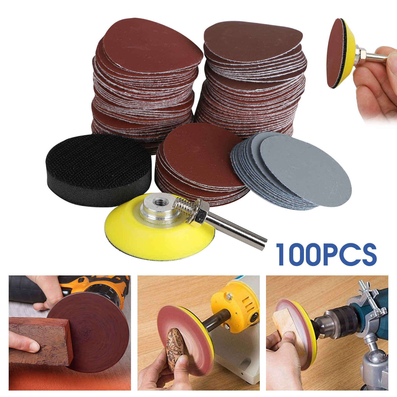 100pcs 2Inch 803000 Grit Mixed Sander Sanding Discs Pads Hook & Loop