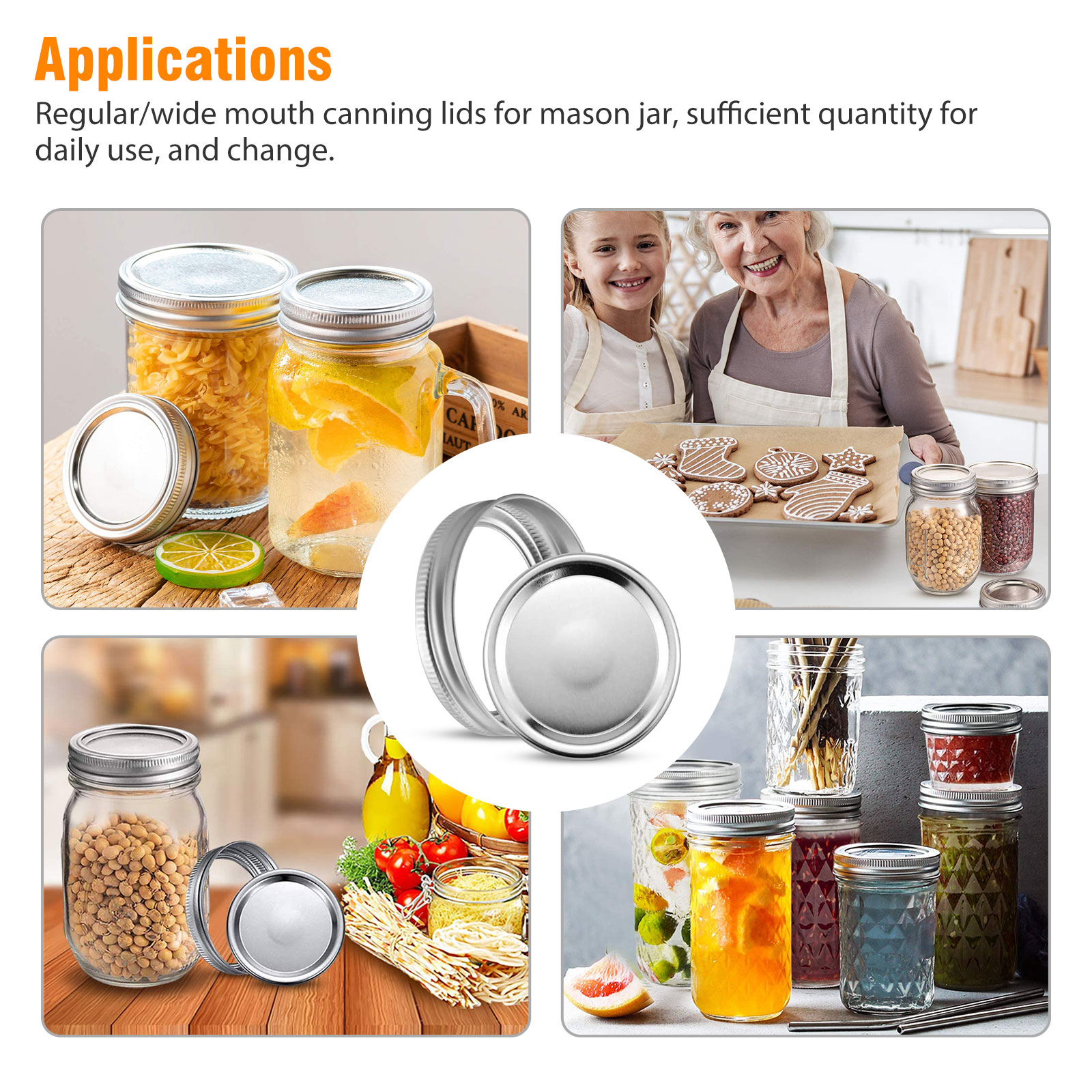 12 Sets Of SplitType Canning Lids Rings +Bands For Regular/Wide Mouth