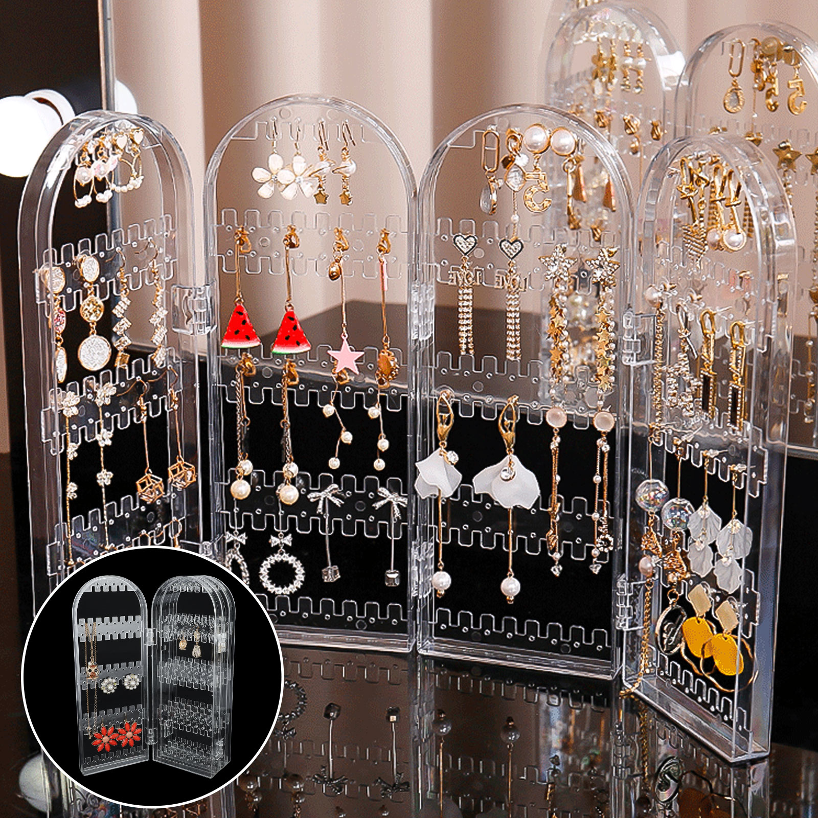 24/48 Hole Earrings Jewelry Display Rack Plastic Stand Holder Storage Showcase'