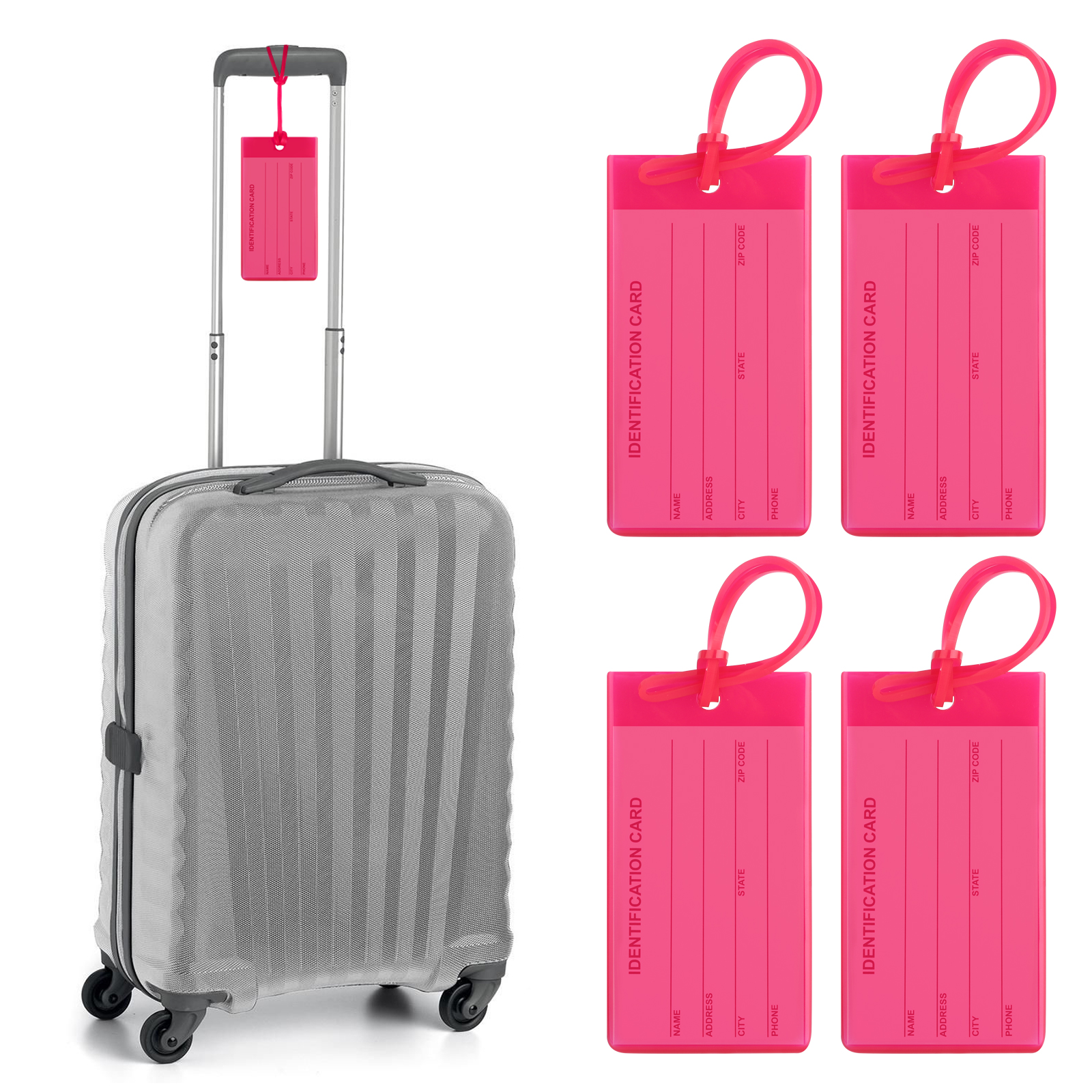 4Pcs Travel PVC Luggage Bag Tags Suitcase Baggage Name Address Phone ID Label US