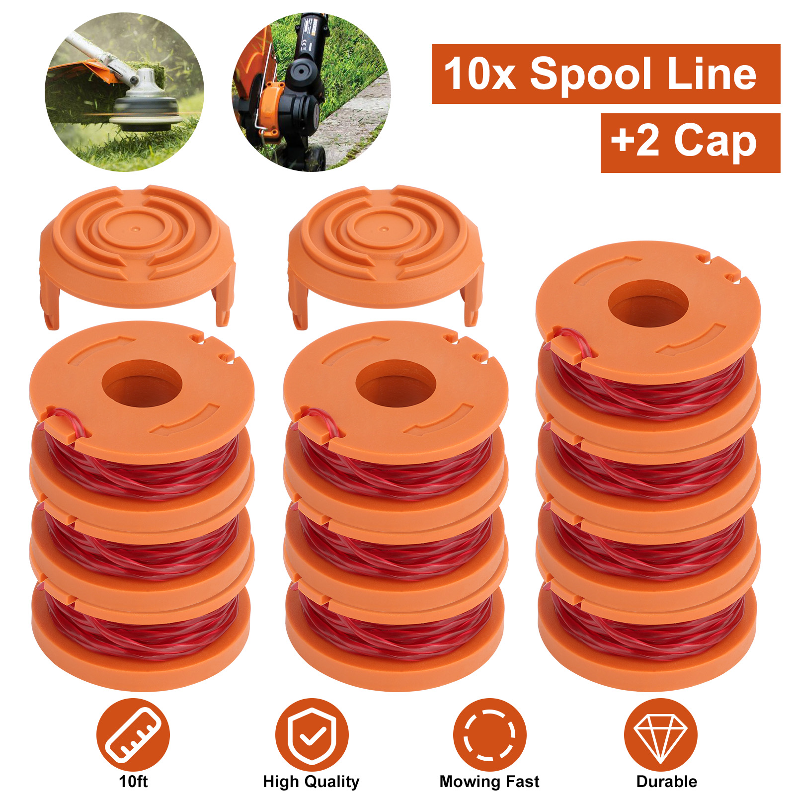 6/12x Grass Trimmer Replacement Spool Line Weed Eater Edger Part for Worx WA0010