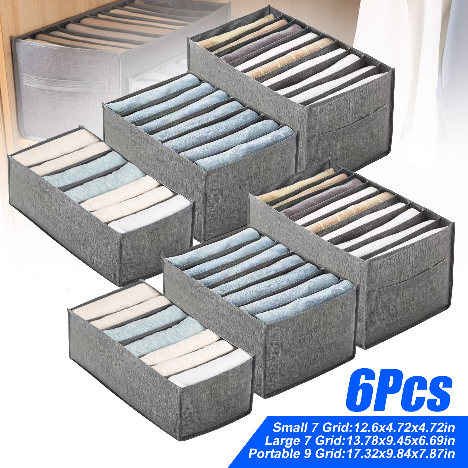 2X Jeans Storage Box Compartment Foldable Drawer Wardrobe Clothes Organizer Gift