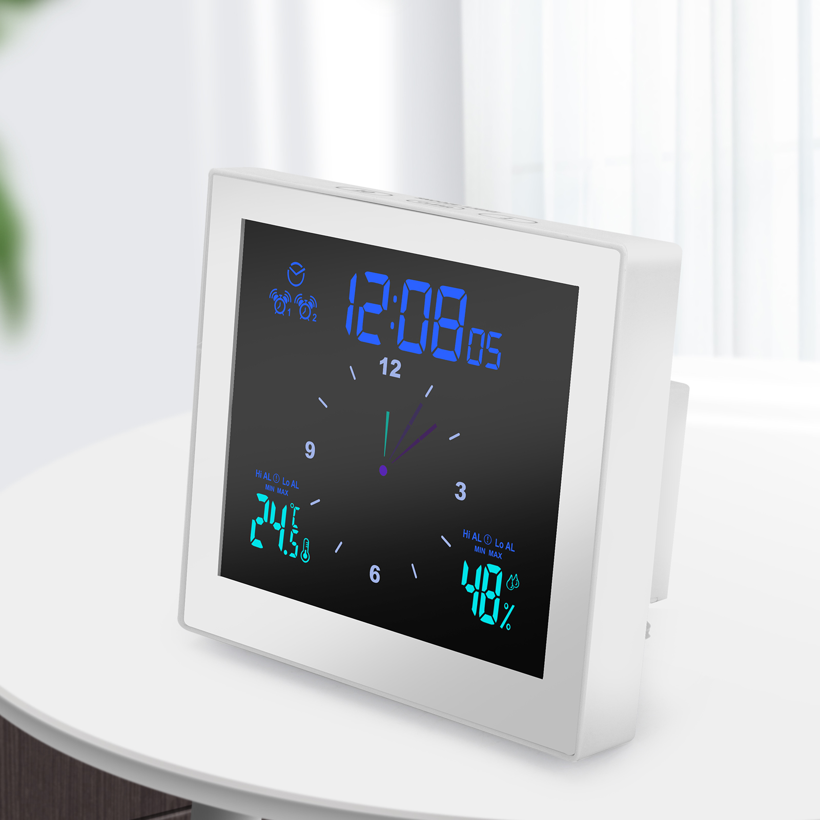 Digital Bathroom Clock Smart Temperature Humidity Meter Thermometer Waterproof