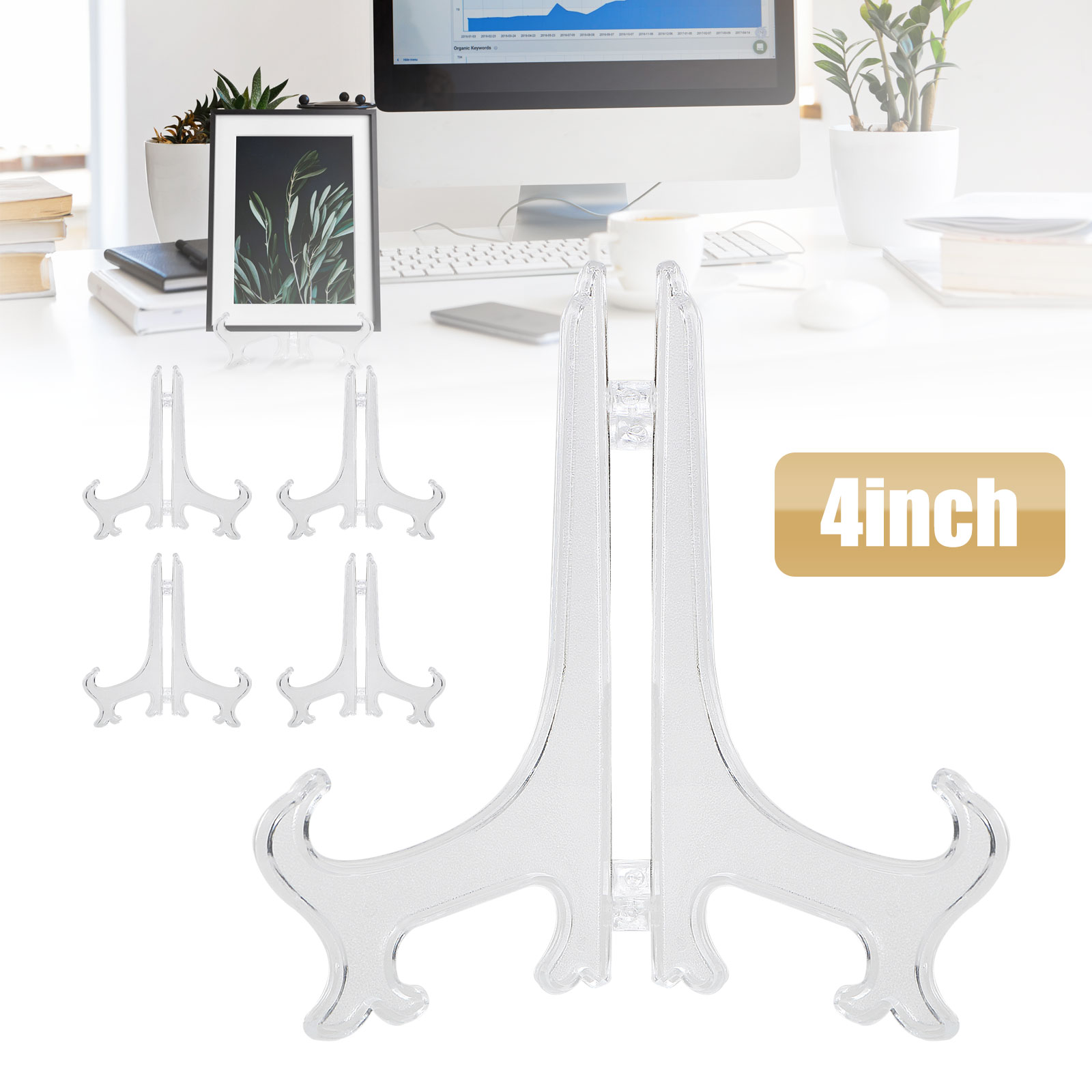 5pc 47" Clear Plate Display Easel Stand Picture Art Holders Frame