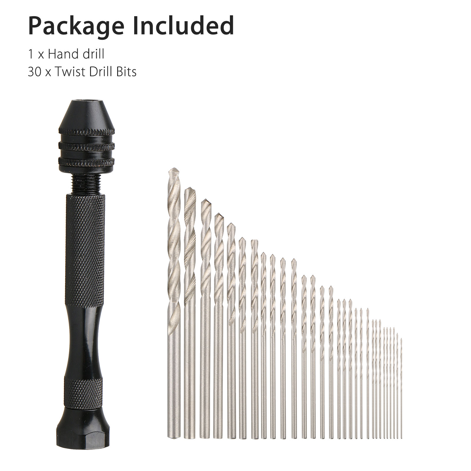 31 Pcs Precision Drill Bits Hand Mini Micro Twist Rotary Tools PinVise