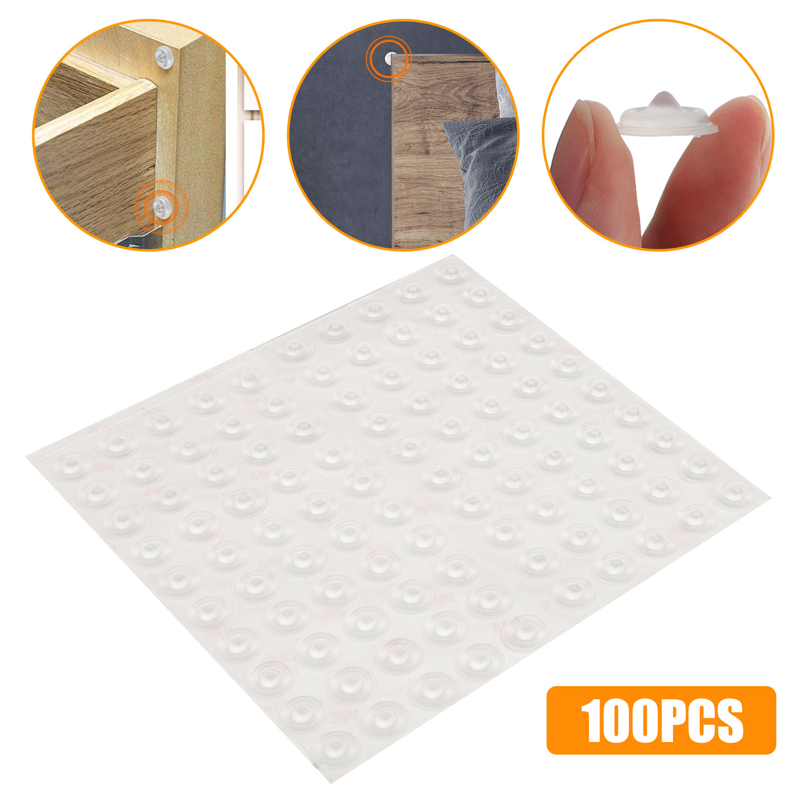 100Pcs Self Adhesive Silicone Feet Bumpers Door Cupboard Drawer Cabinet G$ 