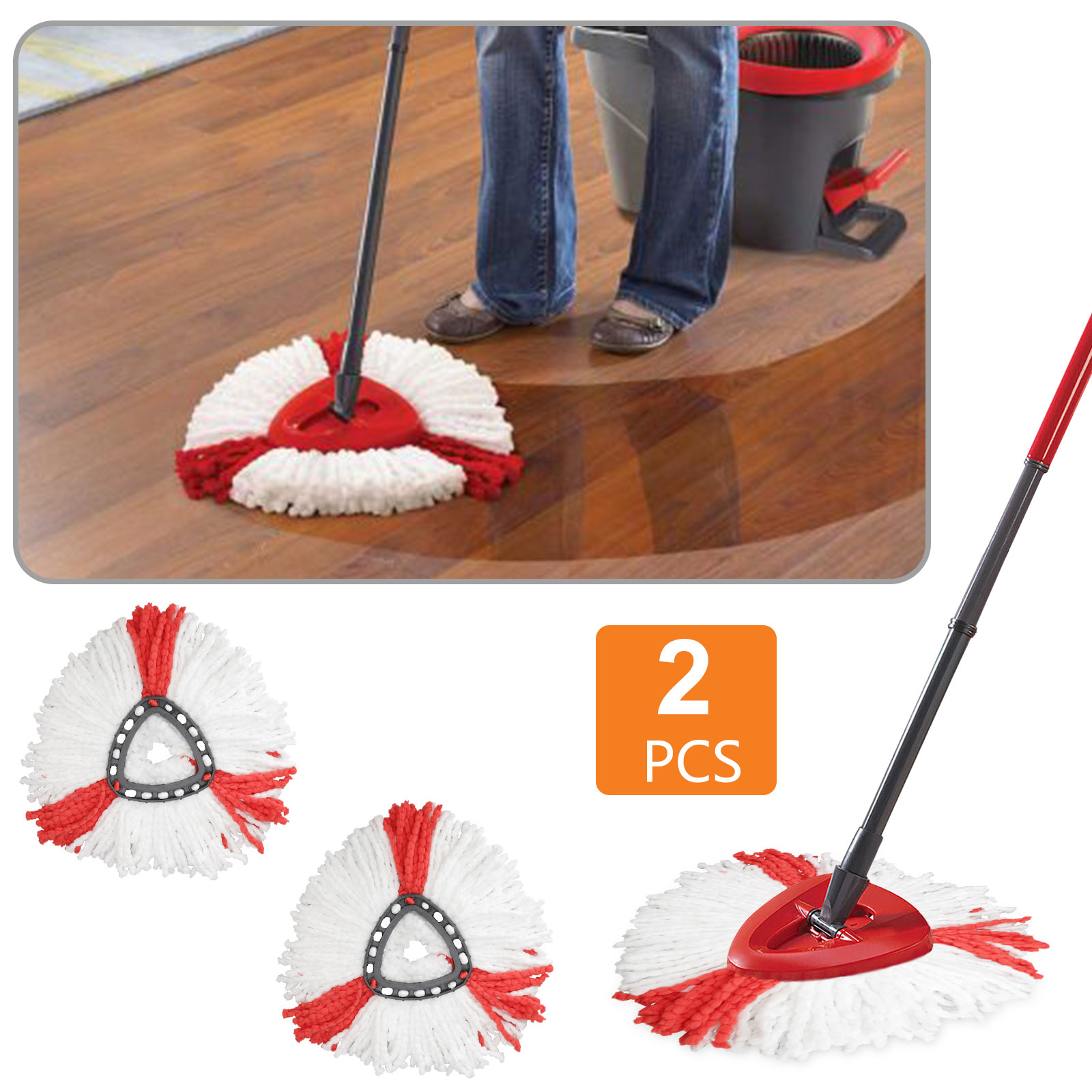 5x 360° Replacement Heads Easy Cleaning Mopping Wring Refill Mop for OCedar Home & Garden