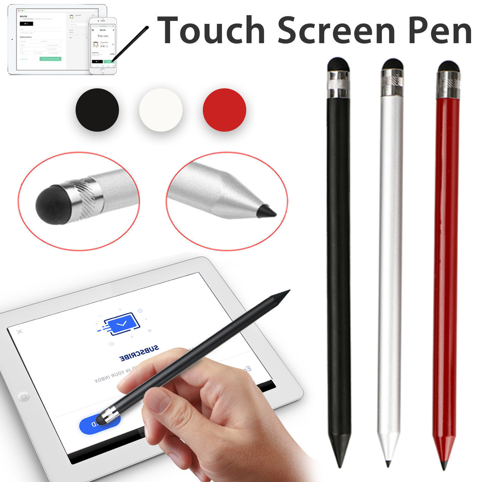 Silver Capacitive Pen Touch Screen Stylus Pencil Accessory Fit For IPad Mini