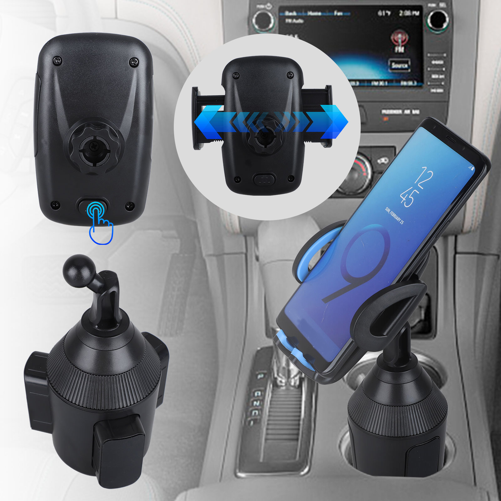Universal Car Mount 360° Adjustable Cup Holder Cradle for iPhone 11/X