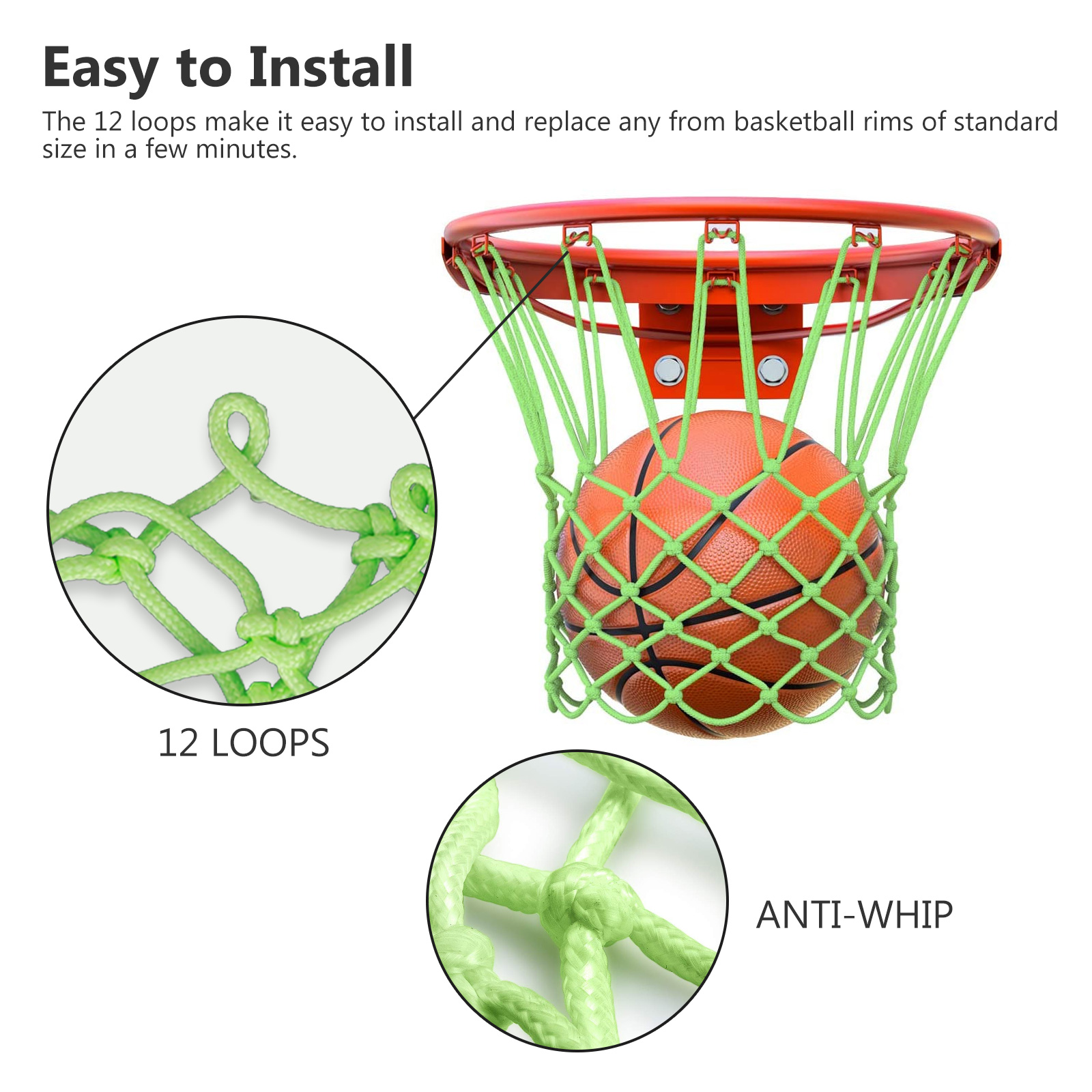 Details about   Glowing Basketball Net Basketball Hoop Mesh Outdoor Trainning  Luminous Net  M1 
