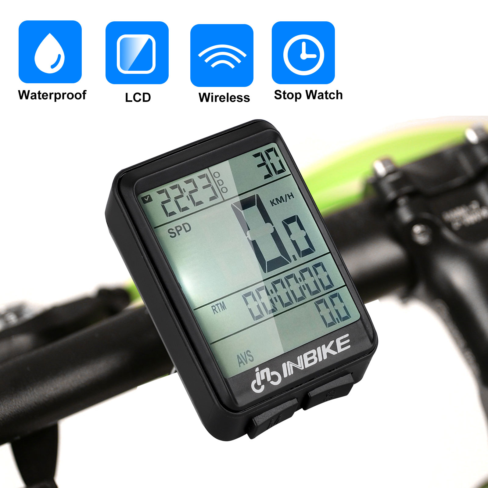 Wireless LCD Outdoor Bicycle Cycle Bike Cycling Odometer Speedometer Backlight 
