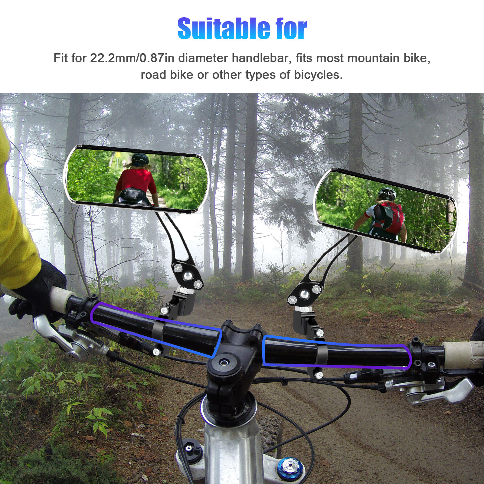 1Pair Flexible Cycling Road Bike Bicycle Handlebar Rearview Mirror