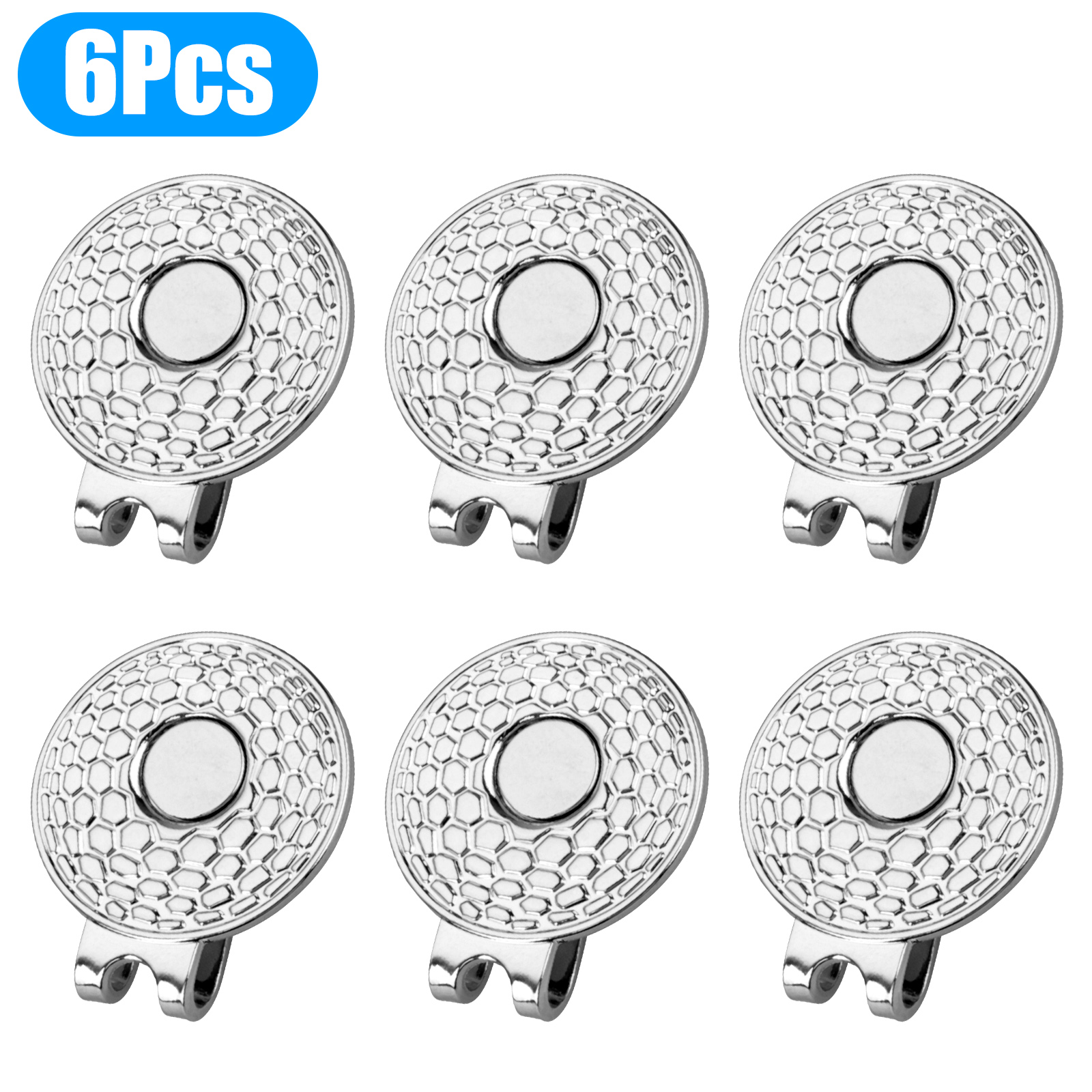 6/24x Magnetic Golf Ball Hat Clip For Golf-Bit Standard Marker w/Rhinestone Hole