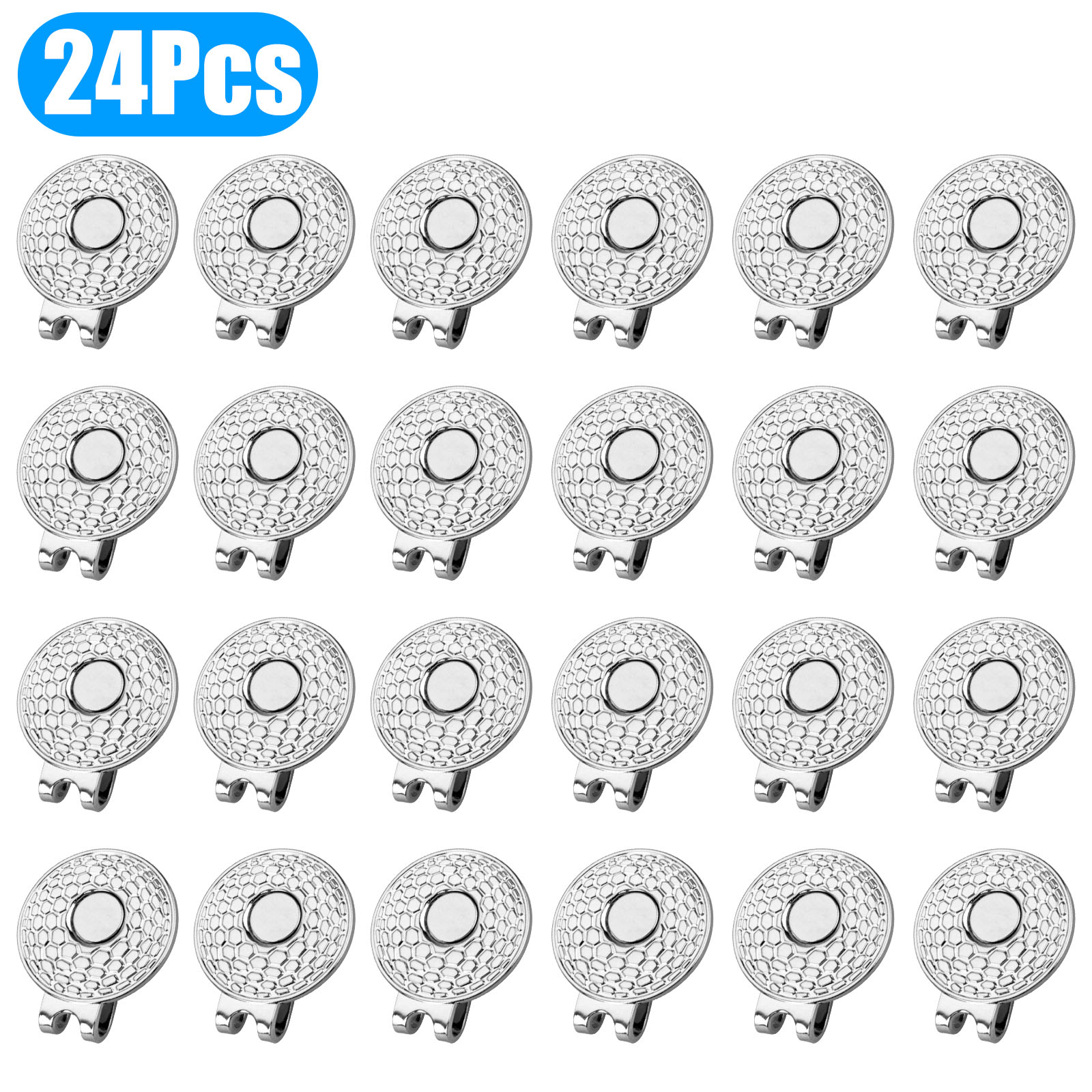 6/24x Magnetic Golf Ball Hat Clip For Golf-Bit Standard Marker w/Rhinestone Hole