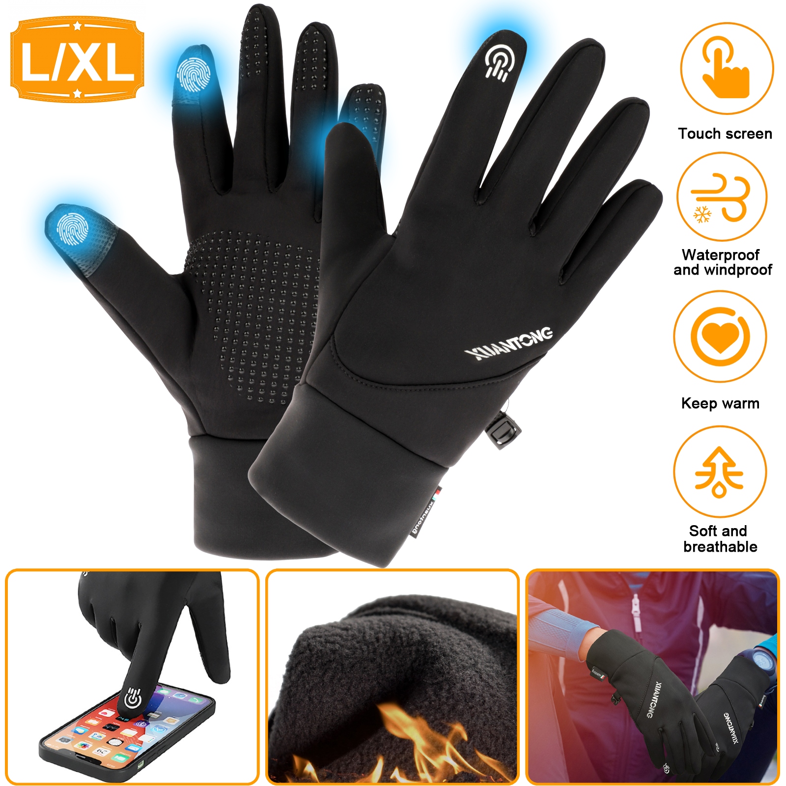 Thermal Windproof Waterproof Winter Gloves Touch Screen Warm Mittens Men Women 