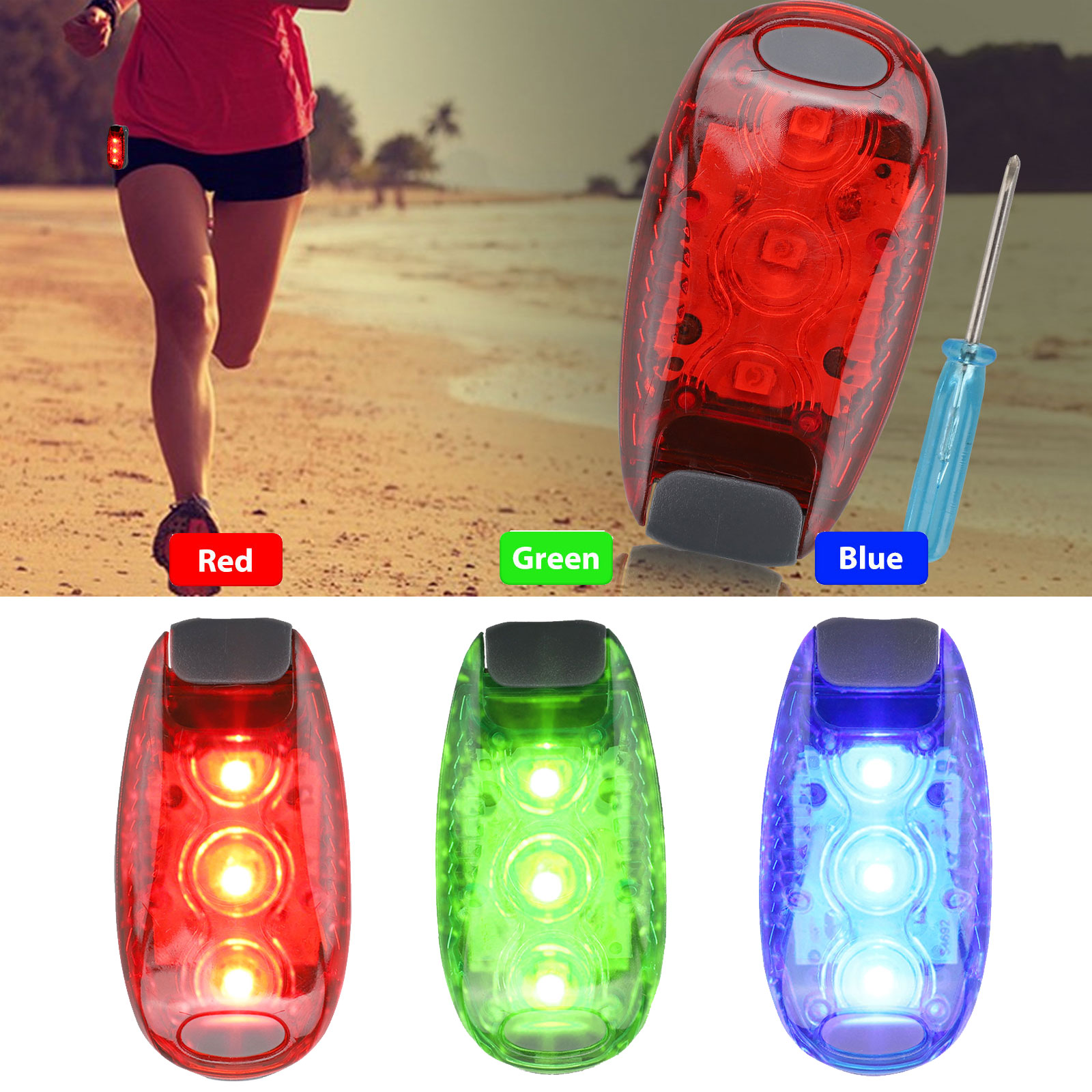 Lot LED Safety Light w/ Strap Clip On Strobe/Running Lights for Bike