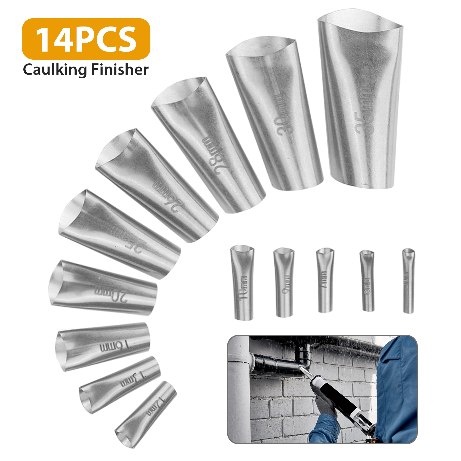 30x Caulking Finisher Nozzle Applicator Sealant Finishing Kitchen Push Rod Tool 