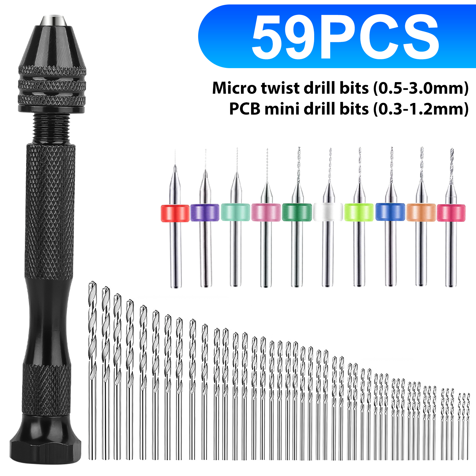 60x Pin Bench Vise Mini Micro Hand Twist Drill Bits Set Rotary Tools Craft Kit