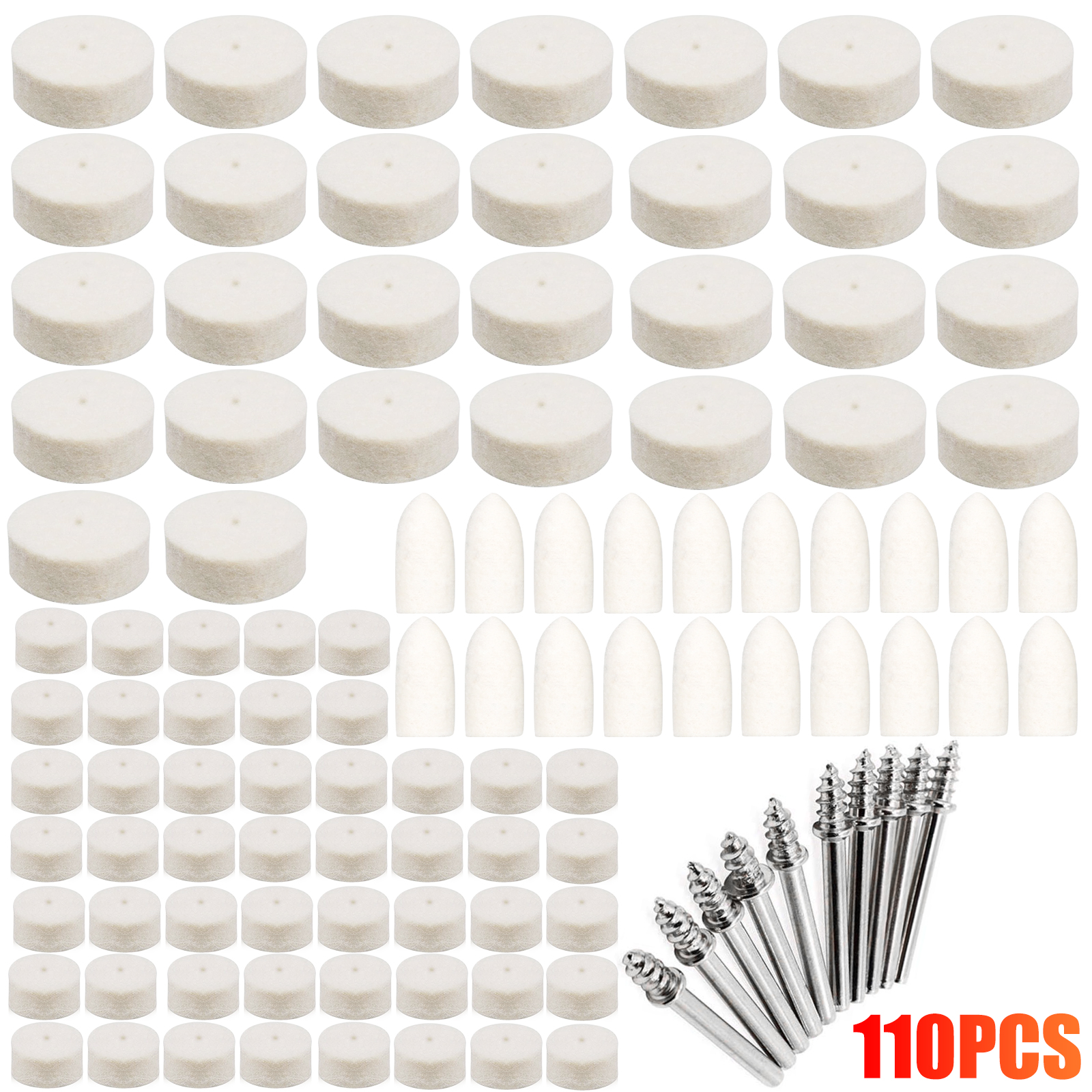 129/110Pcs Wool Felt Polishing Buffing Pad Waxing Wheel For Dremel Rotary Tool