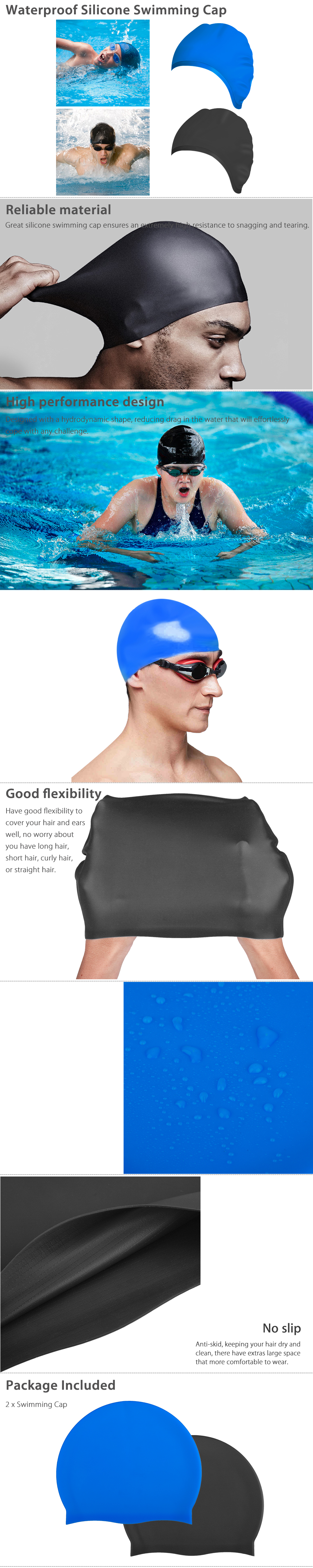 Waterproof Anti-Slip Woman Long Hair Ears Protective Swimming Cap Hat NE_ ITS 